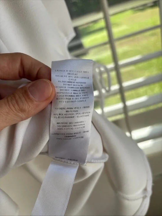 SEE BY CHLOE White Tie Sleeve Stretch Crepe Top Size Medium - Picture 9 of 9